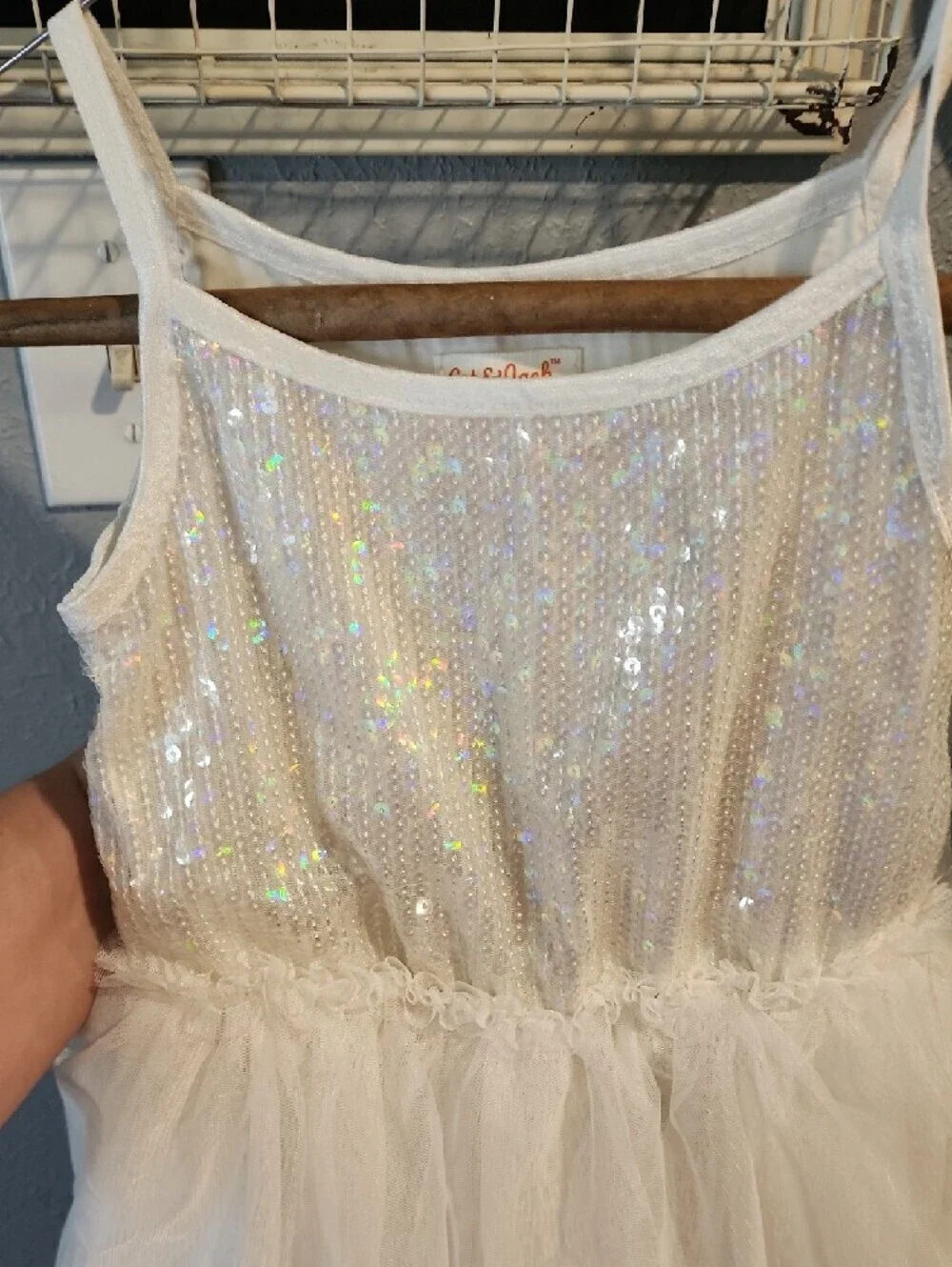 Cat & Jack White Sequin Tulle Party Dress- Size 4-5 (Girl) - Picture 4 of 6